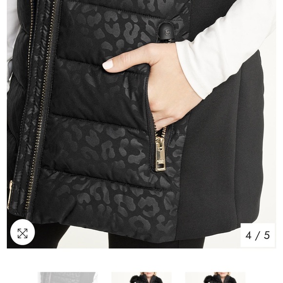 Michael Kors Leopard Print vest with faux fur trim Hood - Picture 5 of 14
